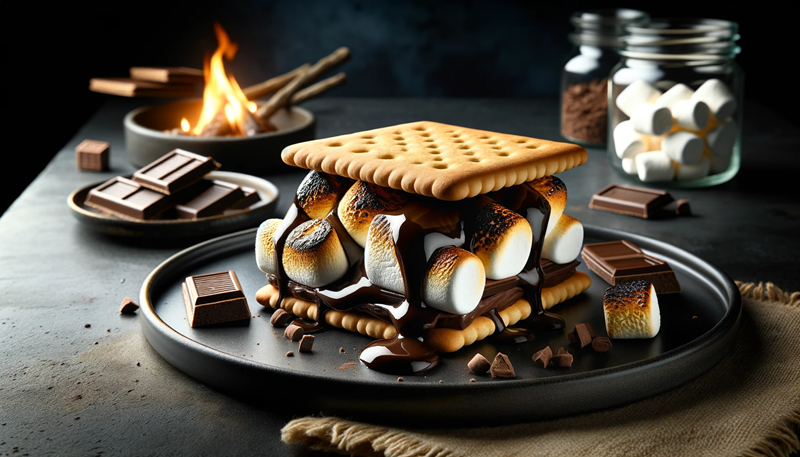 S’mores – Deser z pieczonymi piankami marshmallow i czekoladą między herbatnikami