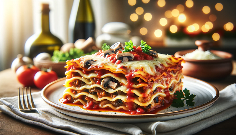 Lasagne z cielęciną i pieczarkami