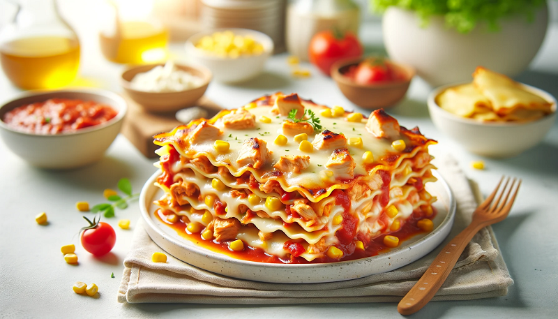 Lasagne z kurczakiem i kukurydzą