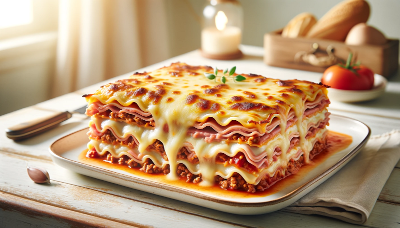 Przepis na Lasagne z serem gouda i szynką