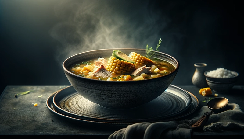 Ajiaco – zupa z kurczakiem, ziemniakami i kukurydzą
