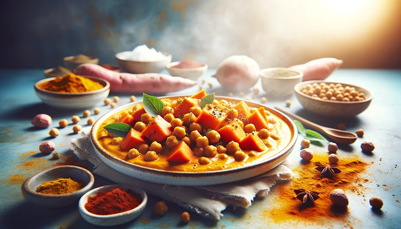 Przepis na curry z batatów i ciecierzycy
