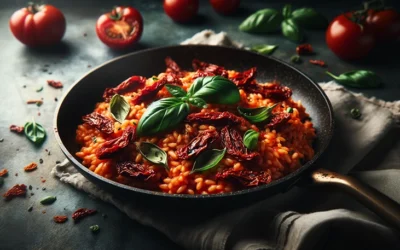 Risotto z suszonymi pomidorami i bazylią