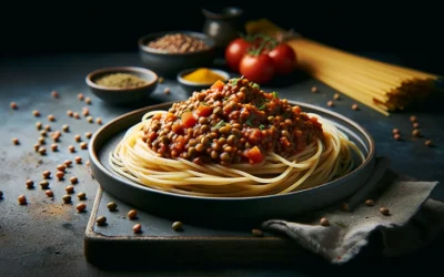 Spaghetti z sosem bolognese na bazie soczewicy