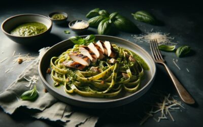 Fettuccine z kremowym pesto i kurczakiem