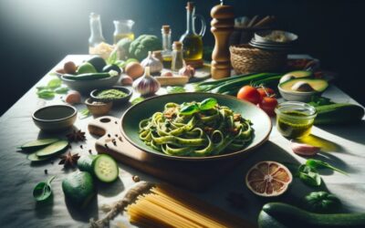 Fettuccine z wegańskim pesto