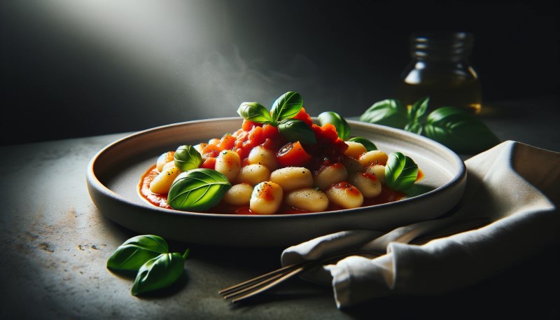 Gnocchi z sosem pomidorowym i bazylią