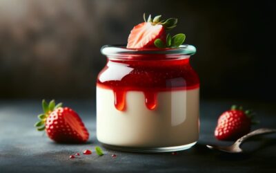 Deser w słoiku: Panna cotta z wanilią i sosem truskawkowym