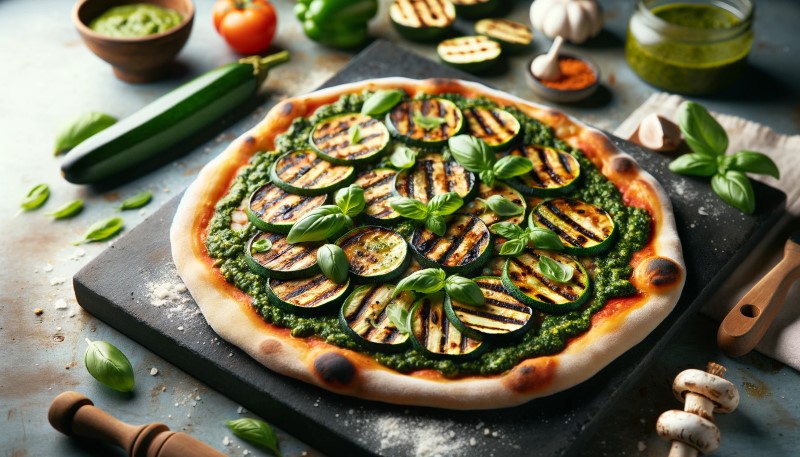 Pizza z grillowaną cukinią i pesto z bazylii