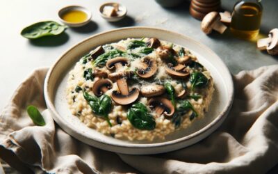 Risotto z pieczarkami i szpinakiem