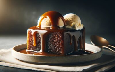 Sticky Toffee Pudding – deser z ciasta z polewą toffi, lodami lub kremem.