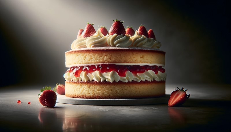 Victoria Sponge Cake – biszkopt z dżemem truskawkowym i bitą śmietaną