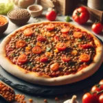 Pizza z soczewicą i pikantnym sosem pomidorowym